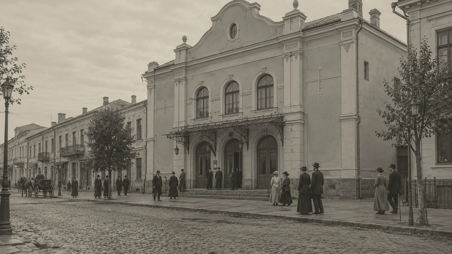 Interpretive digital reconstruction of Zafran Theatre in Rivne around 1910