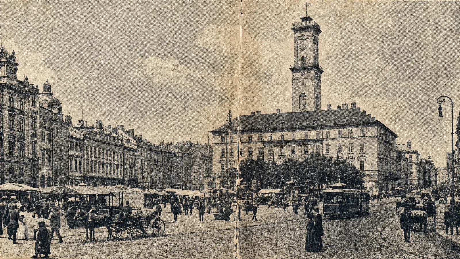 Digital reconstruction of Rynok Square in Lviv, 1905